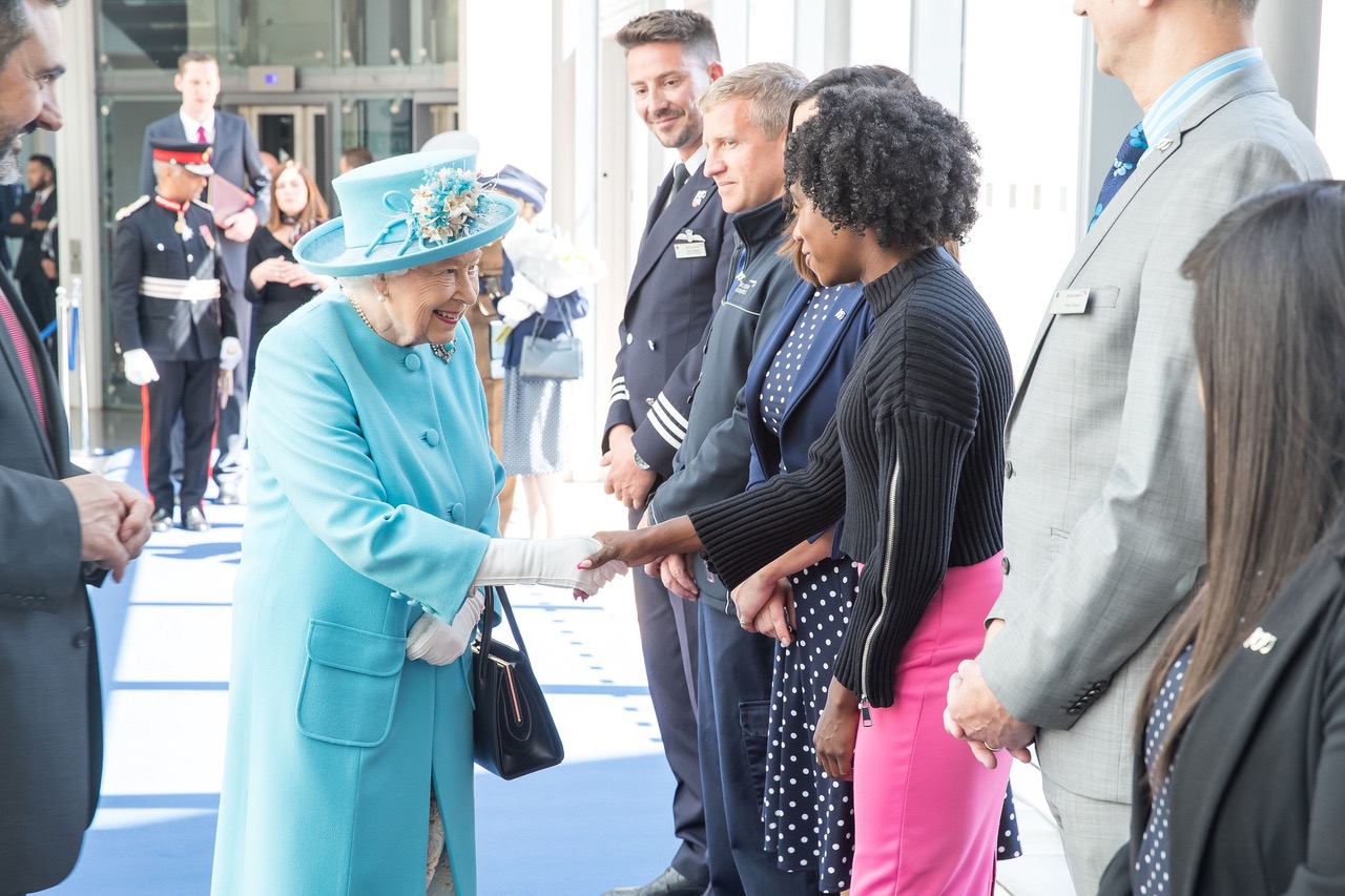 LONDON, UK: Her Majesty The Queen meets British Airways colleagues at Waterside on 23 May 2019 (Picture by Nick Morrish/British Airways)